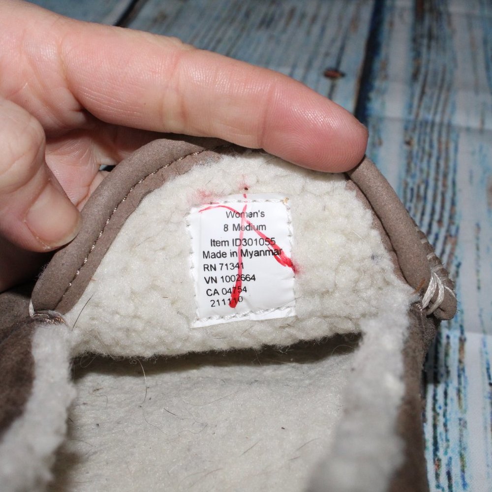 LL Bean Dark Cement Moccasin Mountain Suede Slippers Size 8 M - Picture 7 of 10